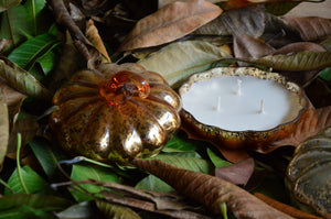 Harvest Spice Vintage Orange Glass Pumpkin Candle | Hazelnut Cappuccino