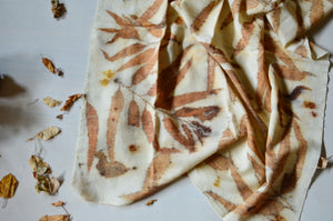 Fallen Eucalyptus Leaves Ecoprinted Woollen Scarf