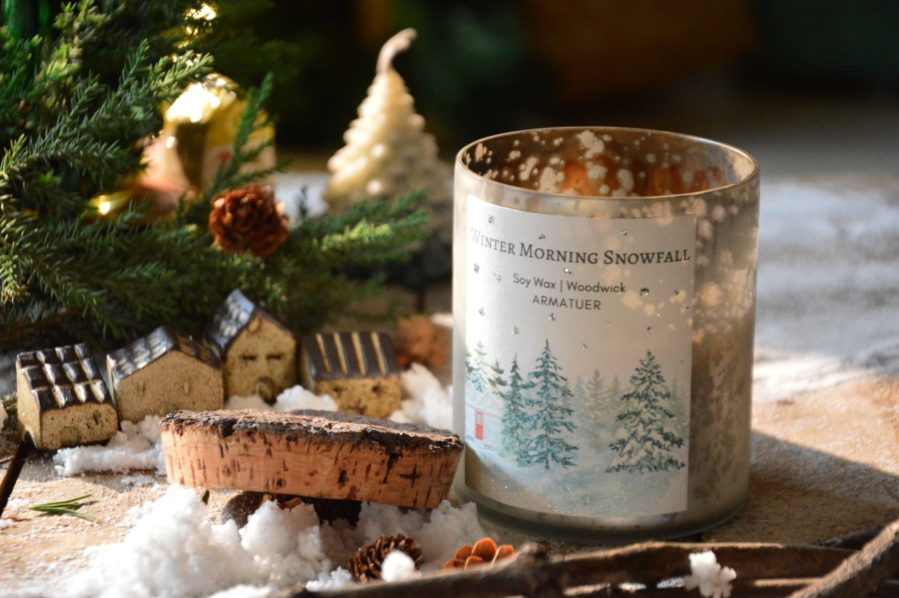 Winter Morning Snowfall | Frosted Silver 3 Wick Candle