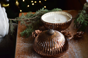 Copper Christmas Ball Ornament Container Candle